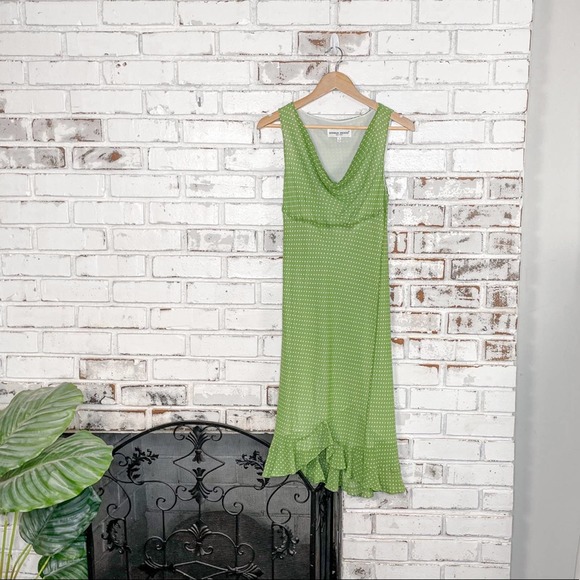 Donna Ricco Dresses & Skirts - Donna Ricco Polka Dot Bold Green Midi Silk Dress 10
